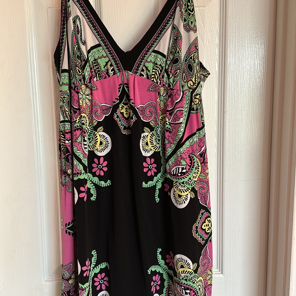 Vibrant Pink and Black Patterned Dress
